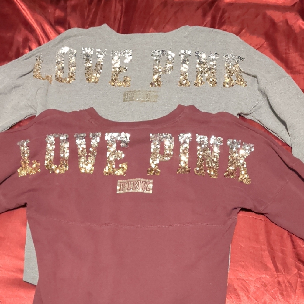 VS Pink Bling Oversize Sweaters Size XS Bundle Grey And Maroon